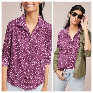 Maeve Anthro Calico Floral Buttondown in Wine Sz 4